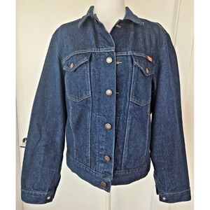 Vintage Rustler Denim Trucker Jacket Sz M Cotton Dark Wash Blue 79300PW USA Made